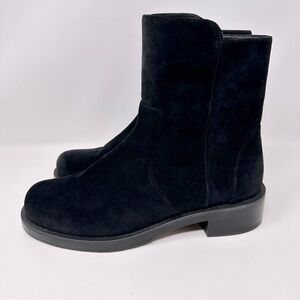 Stuart Weitzman 5050 Bold Zip Bootie Suede Leather Black Size 6.5